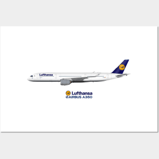 Illustration of Lufthansa Airbus A350 Posters and Art